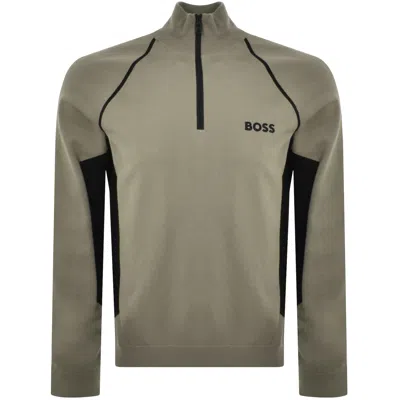 Boss Athleisure Boss Hydro X Half Zip Jumper Khaki