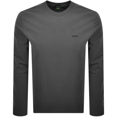 Boss Athleisure Boss Long Sleeved Stretch T Shirt Grey In Gray