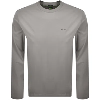 Boss Athleisure Boss Long Sleeved Stretch T Shirt Grey In Gray