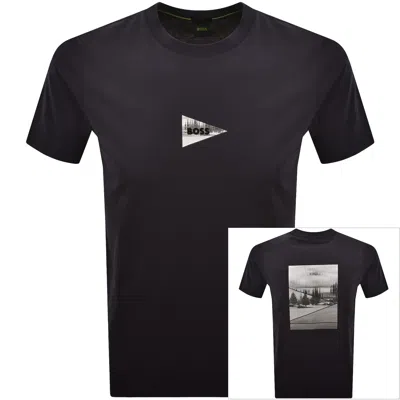 Boss Athleisure Boss Network Photo T Shirt Dark Blue In Navy