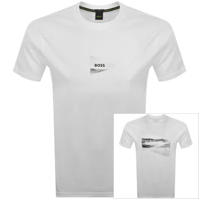 Boss Athleisure Boss Network Photo T Shirt Open White In Gray
