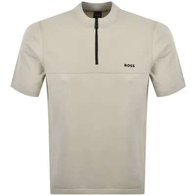 Boss Athleisure Boss Network Qaurter Zip Knit Jumper Beige In Neutral