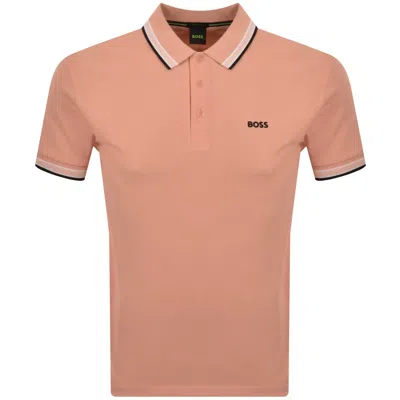 Boss Athleisure Boss Paddy Polo T Shirt Light Orange In Neutral