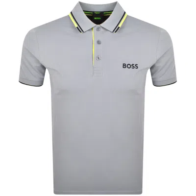 Boss Athleisure Boss Paddy Pro Polo T Shirt Grey In Blue