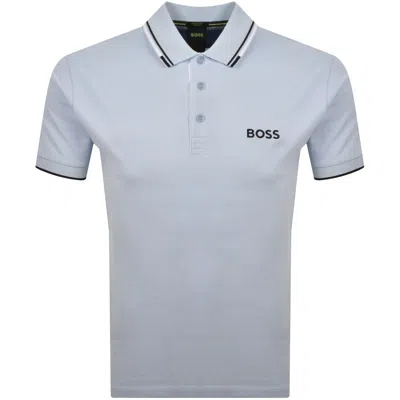 Boss Athleisure Boss Paddy Pro Polo T Shirt Light Blue In Gray