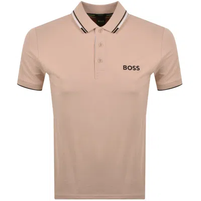 Boss Athleisure Boss Paddy Pro Polo T Shirt Orange In Brown