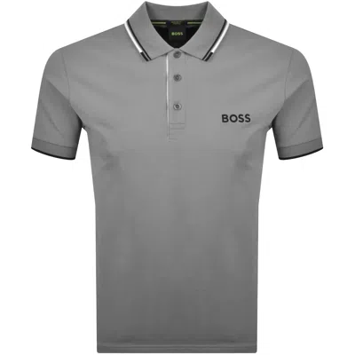 Boss Athleisure Boss Paddy Pro Polo T Shirt Silver Grey In Gray