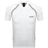 BOSS ATHLEISURE BOSS PARIQ MESH SLIM FIT POLO T SHIRT WHITE