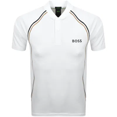 Boss Athleisure Boss Pariq Mesh Slim Fit Polo T Shirt White