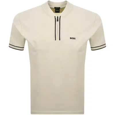 Boss Athleisure Boss Pariq Polo T Shirt Open White In Neutral