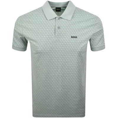 Boss Athleisure Boss Pattern Polo T Shirt Aqua Blue In Green