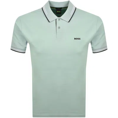 Boss Athleisure Boss Paul Polo T Shirt Aqua Green In Blue