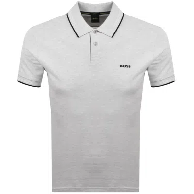 Boss Athleisure Boss Paul Polo T Shirt Silver Grey In Gray