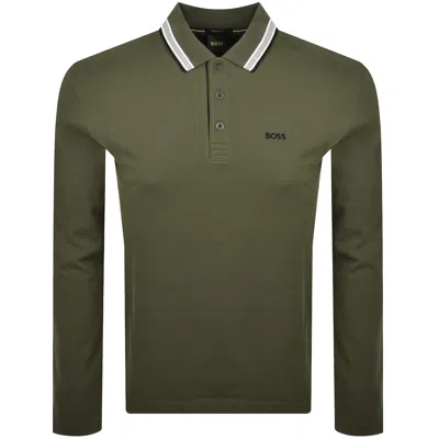Boss Athleisure Boss Plisy Long Sleeve Polo Green