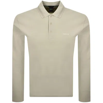 Boss Athleisure Boss Plisy Long Sleeve Polo T Shirt Beige