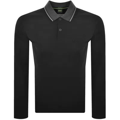 Boss Athleisure Boss Plisy Long Sleeve Polo T Shirt Black