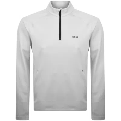 Boss Athleisure Boss Quarter Zip Active Sweatshirt Grey
