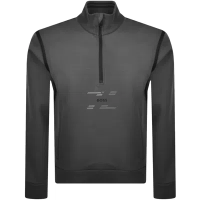 Boss Athleisure Boss Quarter Zip Tape Sweatshirt Grey
