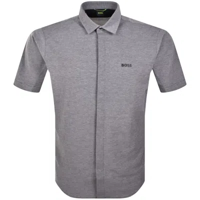 Boss Athleisure Boss Short Sleeved Dymova Shirt Dark Blue In Gray