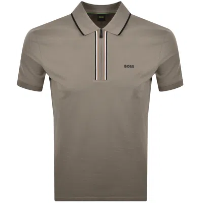 Boss Athleisure Boss Slim Fit Philix Polo T Shirt Khaki In Gray