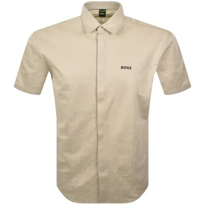 Boss Athleisure Boss St Excurse Short Sleeve Shirt Beige In Brown