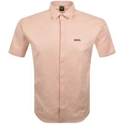 Boss Athleisure Boss St Excurse Short Sleeve Shirt Orange In Pink