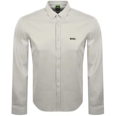 Boss Athleisure Boss St Motion Long Sleeve Shirt Beige In Gray
