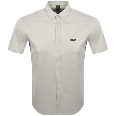 Boss Athleisure Boss St Motion Short Sleeve Shirt Beige In Gray