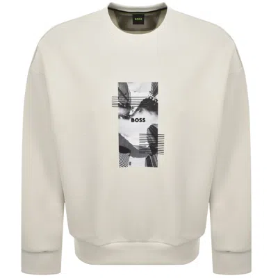 Boss Athleisure Boss Stenson Zone Sweatshirt Cream In Multi