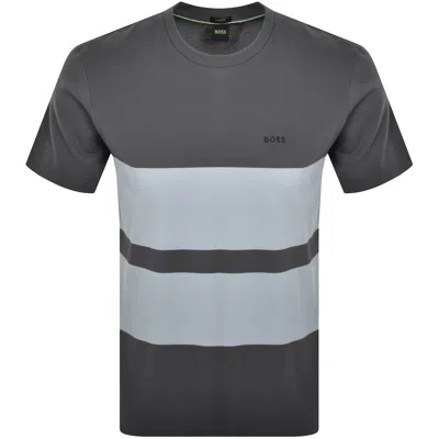 Boss Athleisure Boss Stripe Zone Pique T Shirt Dark Grey In Gray
