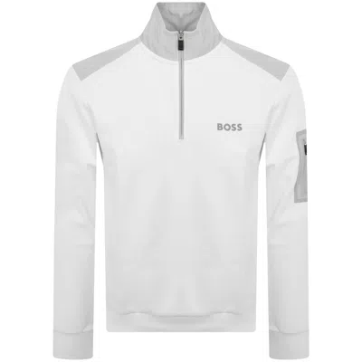 Boss Athleisure Boss Sweat 1 Half Zip Sweatshirt White