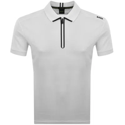 Boss Athleisure Boss Terrace Quarter Zip Polo T Shirt White