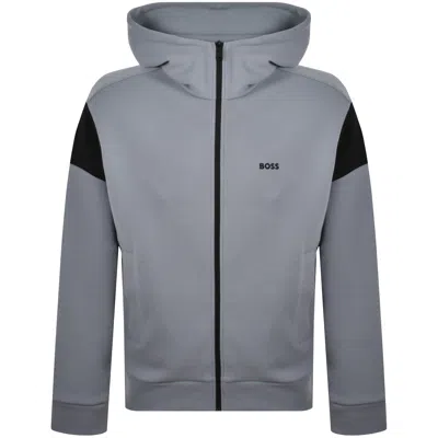 Boss Athleisure Boss Union Saggy Full Zip Hoodie Blue In Gray