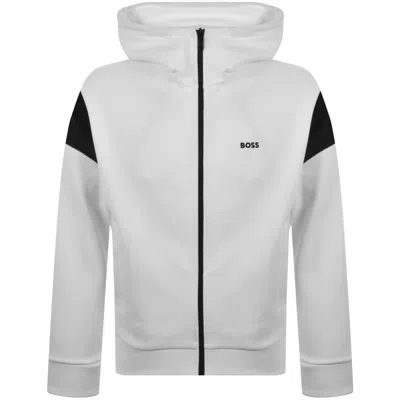 Boss Athleisure Boss Union Saggy Full Zip Hoodie White In Gray