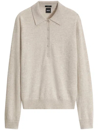 Boss Black Cashmere Sweater In White