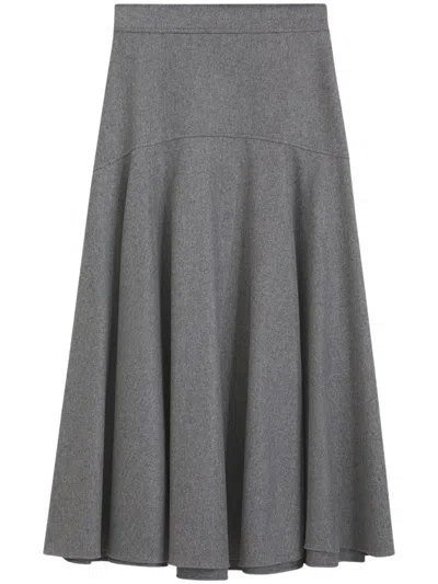 Boss Black Italian Wool-blend Skirt With Viscose Lining In Gray