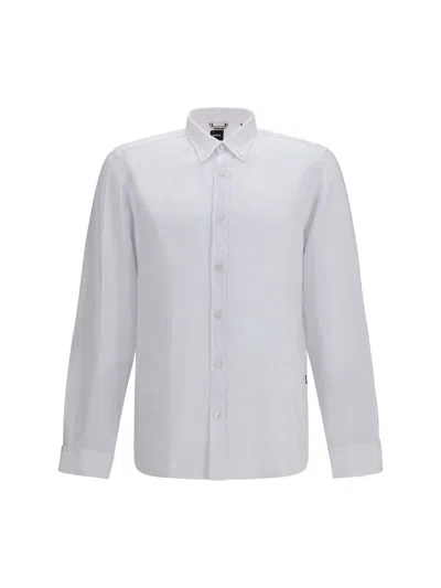 Boss Black Regular-fit Linen Shirt In White