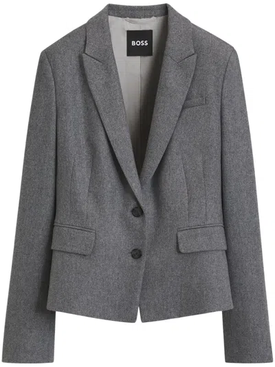 Boss Black Tailored Wool-blend Jacket With Soft Knit Lining In Gray