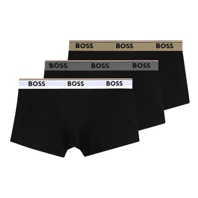 Boss Bodywear Boss 3 Pack Power Trunk Boxers 004 Black In Green
