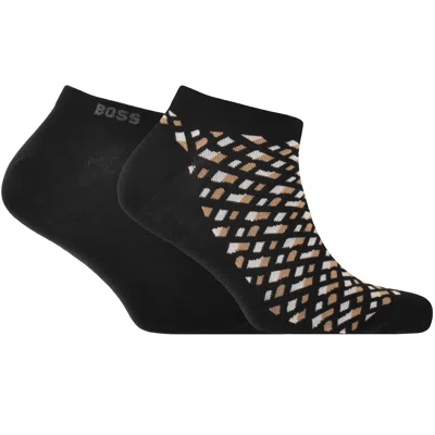 Hugo Boss Boss 2 Pack Monogram Ankle Socks In Black