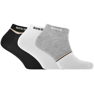 Hugo Boss Boss 3 Pack Logo Ankle Socks In Black
