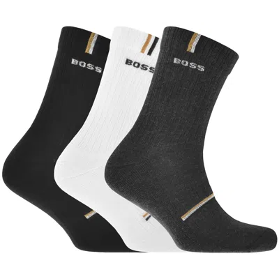 Boss Business Boss 3 Pack Quarter Length Rib Socks In Black