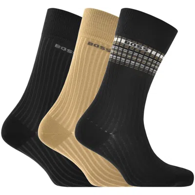 Hugo Boss Boss 3 Pack Ribbed Socks In Black