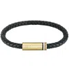 Hugo Boss Boss Aresi Braided Leather Bracelet Black In Black