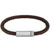 Hugo Boss Boss Aresi Braided Leather Bracelet Brown In Brown