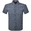 Hugo Boss Boss Roan Ken Short Sleeve Button-up Shirt In Navy