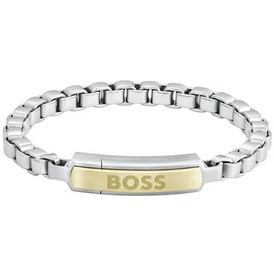 Boss Business Boss Devon Two Tone Chain Bracelet Silver In Metallic