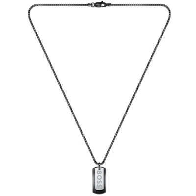 Boss Business Boss Devon Two Tone Tag Necklace Black