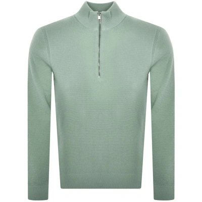 HUGO BOSS BOSS EBRANDO HALF ZIP KNIT JUMPER GREEN