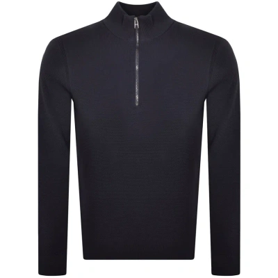 Boss Business Boss Ebrando Half Zip Knit Jumper Navy In Blue